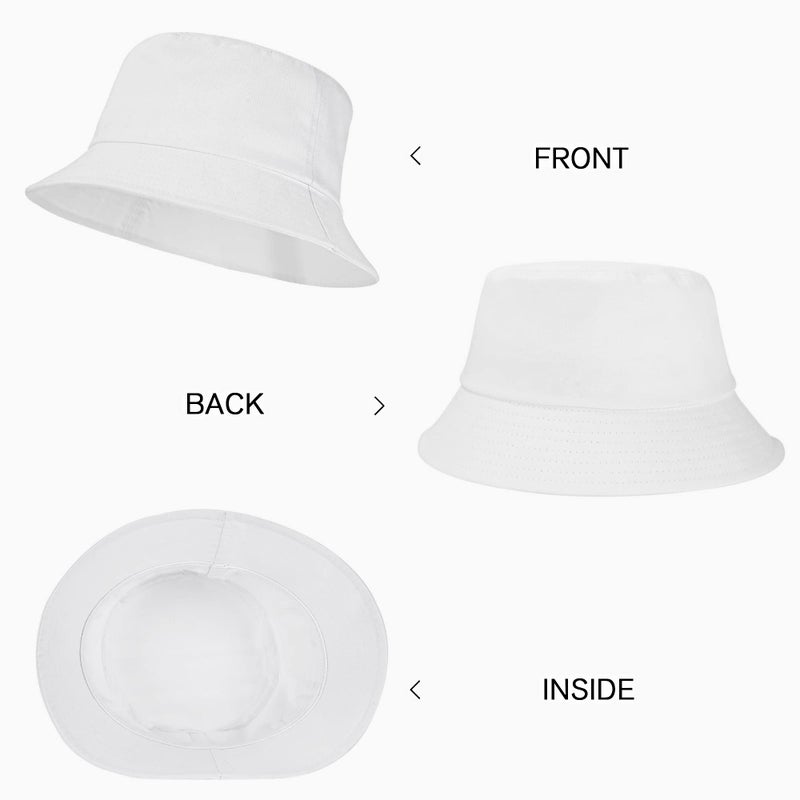 Umeepar Unisex Cotton Packable Bucket Hat Sun Hat Plain Colors for Men Women (White) - Image 4